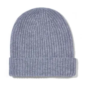 100% Cashmere Ribbed Beanie Hat