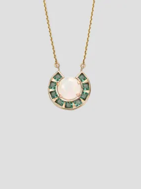 14K Yellow Gold Emerald Moon Necklace