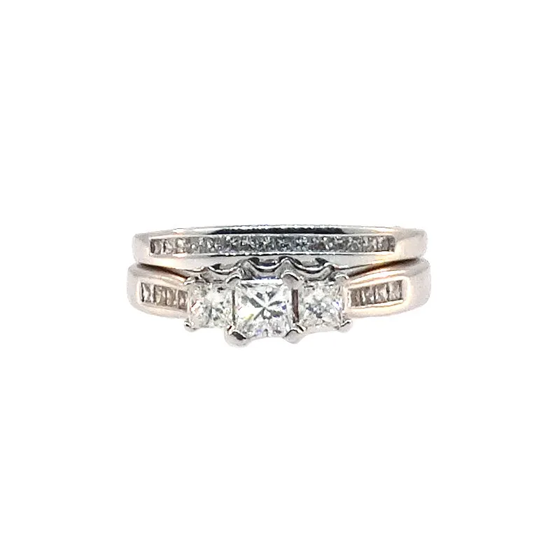 14KT W/G Princess Cut Diamond Wedding Set