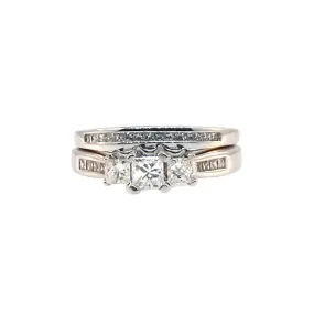 14KT W/G Princess Cut Diamond Wedding Set