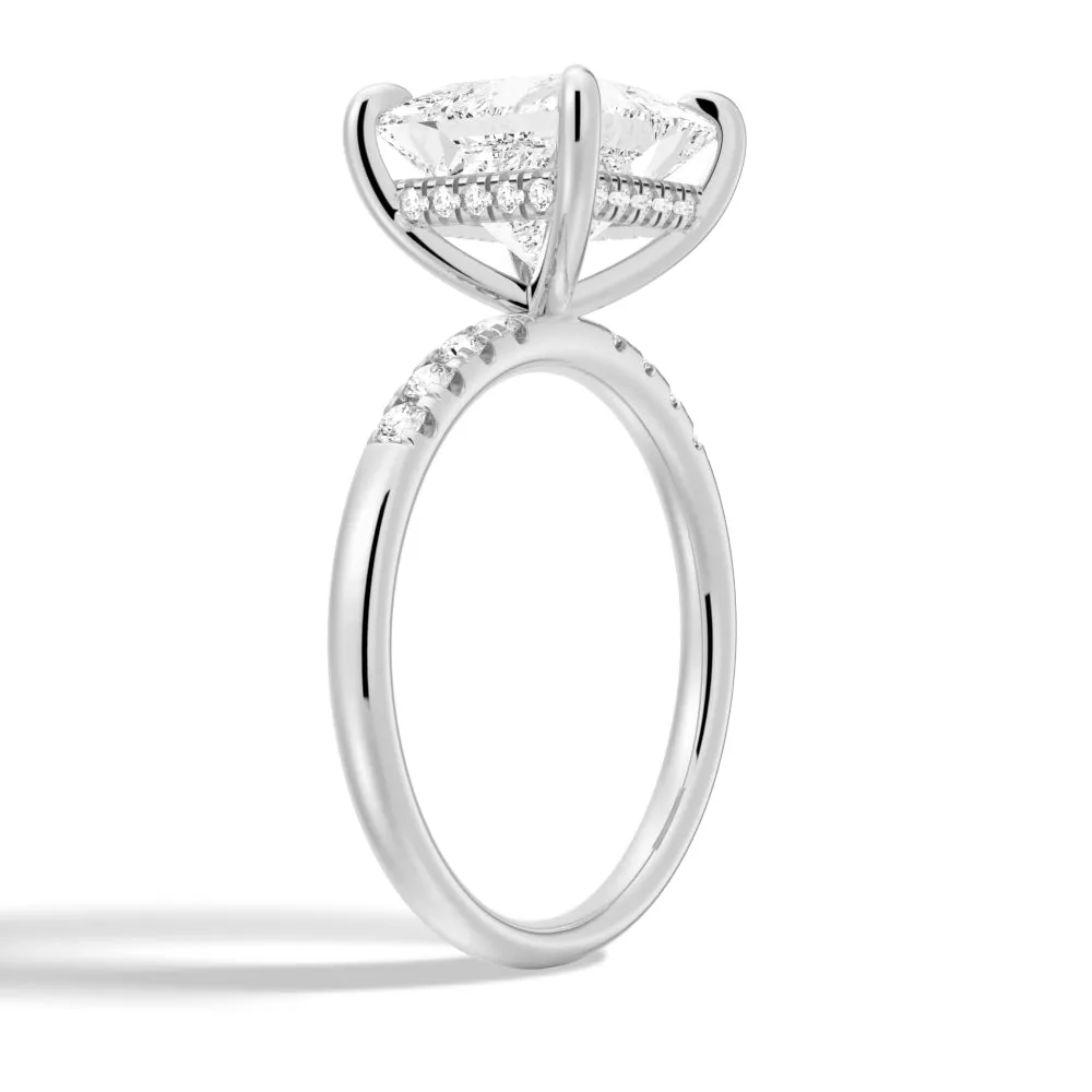 3 CT. Princess Cut Moissanite Engagement Ring With Hidden Halo