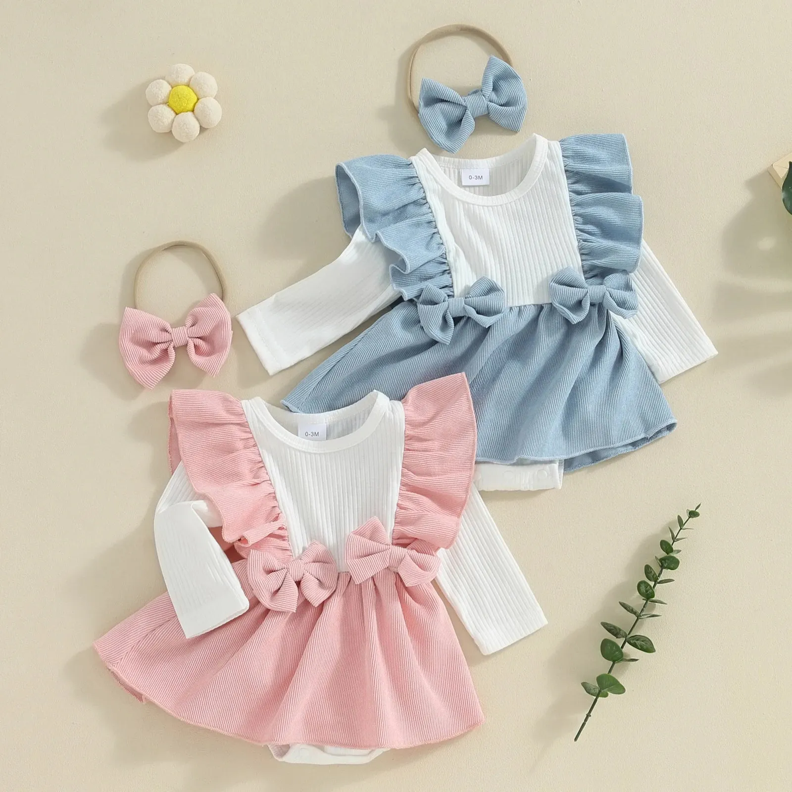 AMALIA Corduroy Bowtie Romper Dress