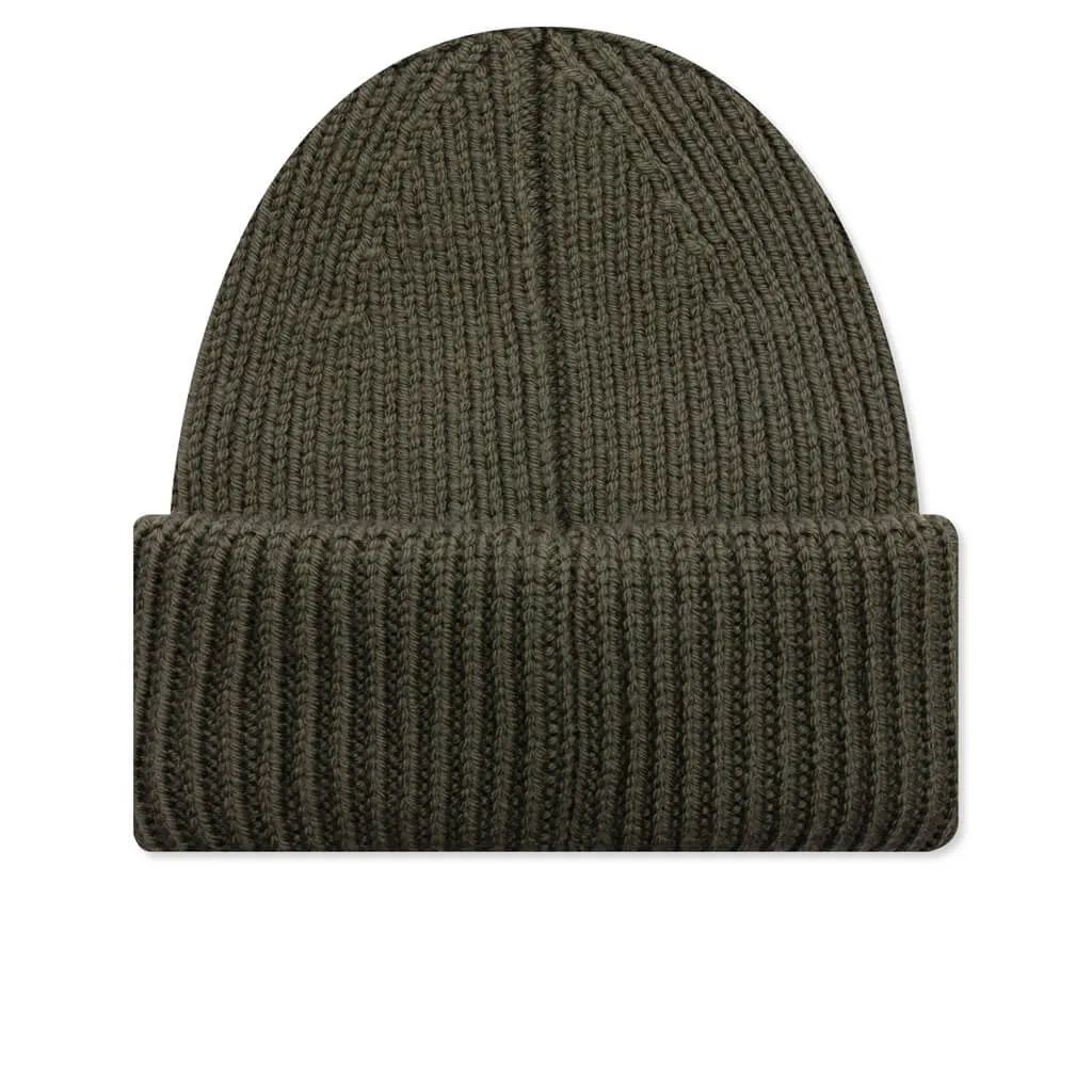 Arrow Ribbed Beanie - Army Green/Orange