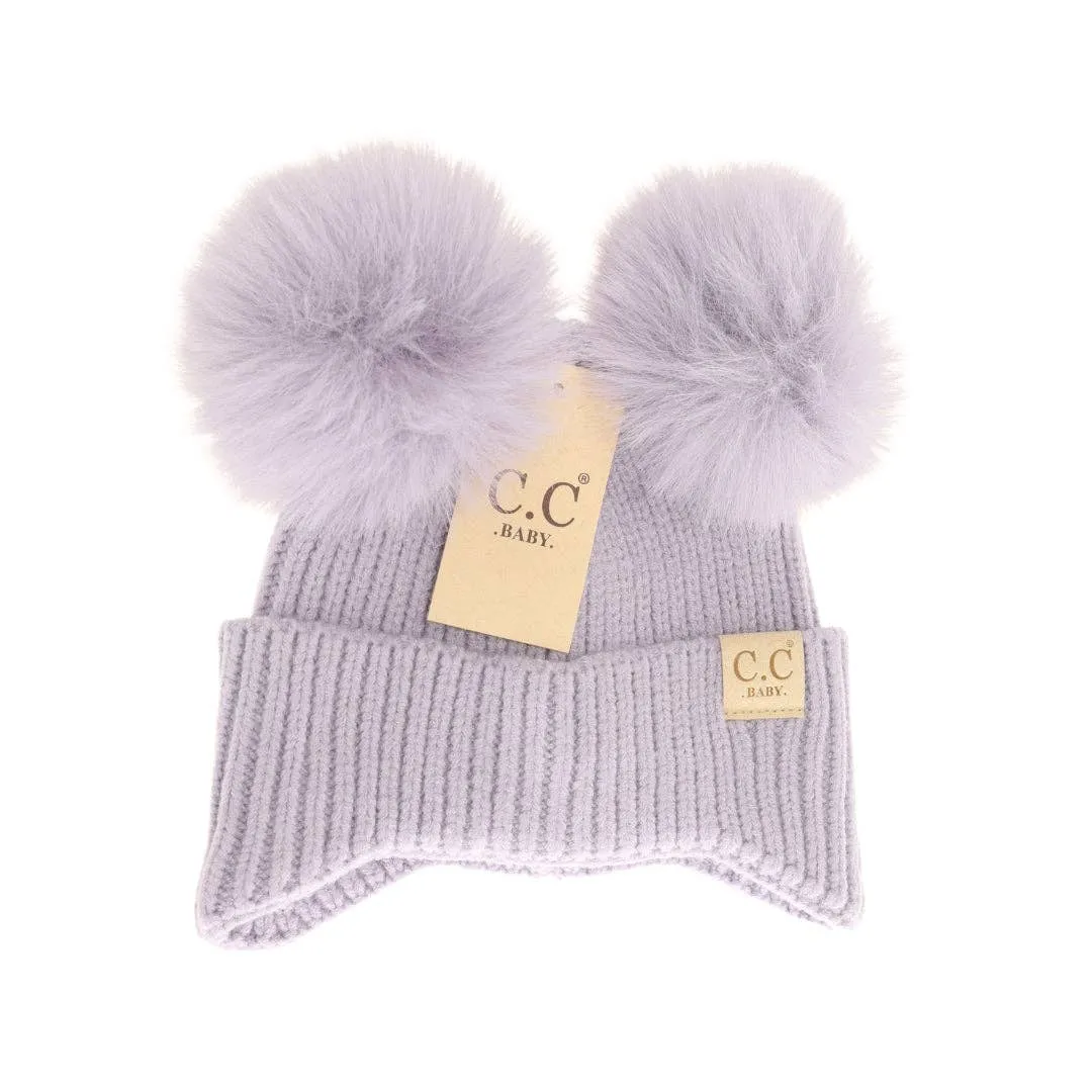 BABY Ear Flap Double Pom C.C Beanie