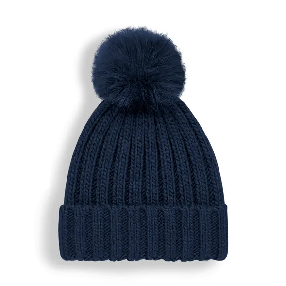 Beechfield Verbier Faux Fur Pop Pom Chunky Beanie