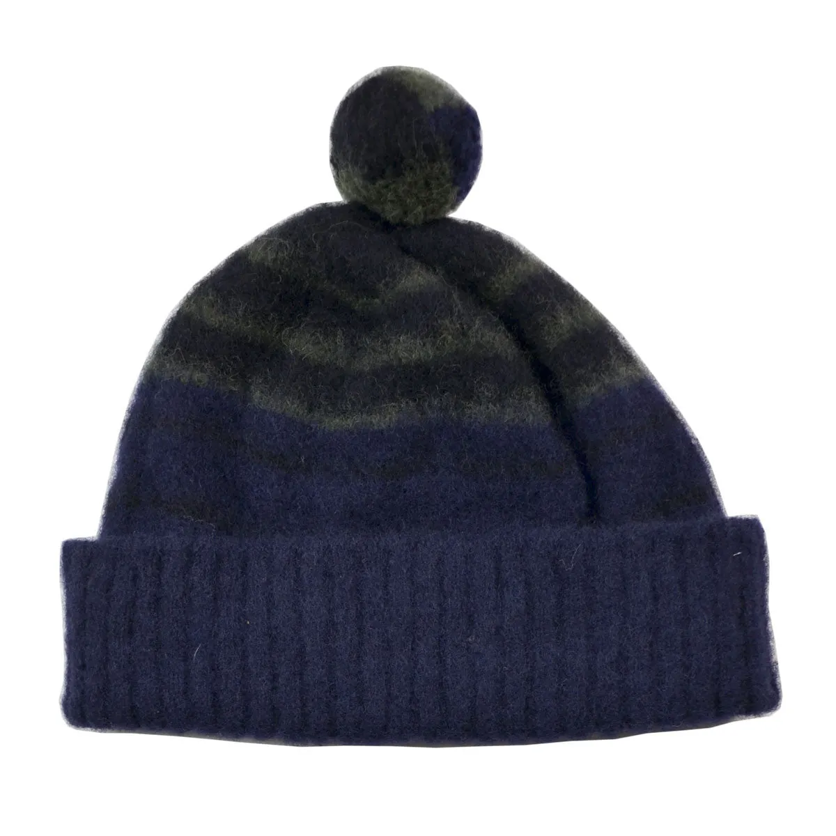 cableami - Shaggy Dog Border Beanie - Navy / Black / Army