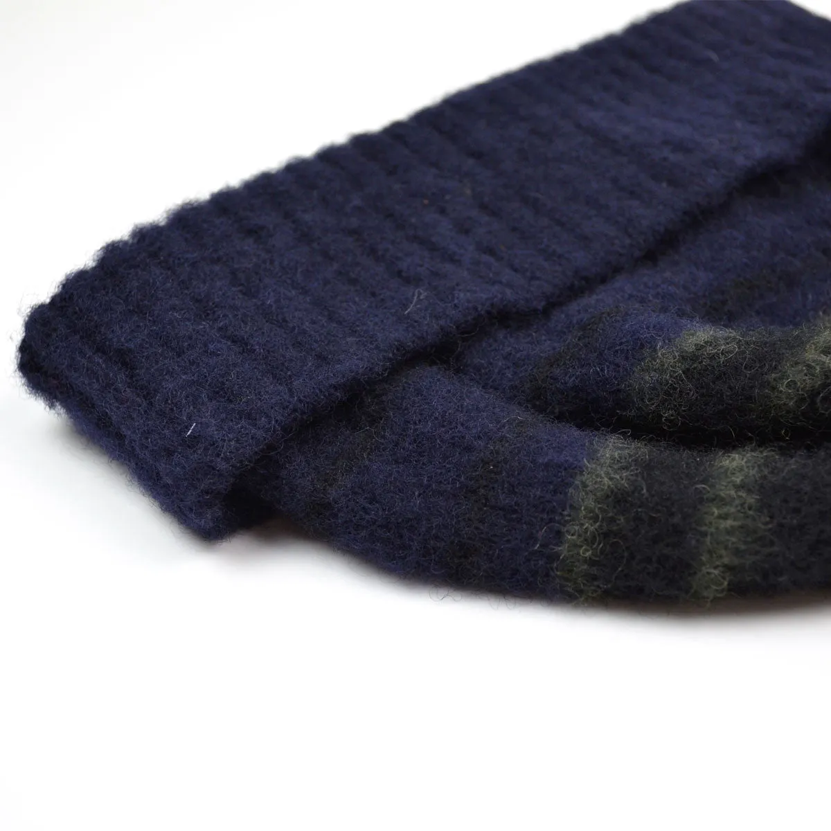 cableami - Shaggy Dog Border Beanie - Navy / Black / Army