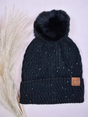 C.C Sequin Pom Beanie