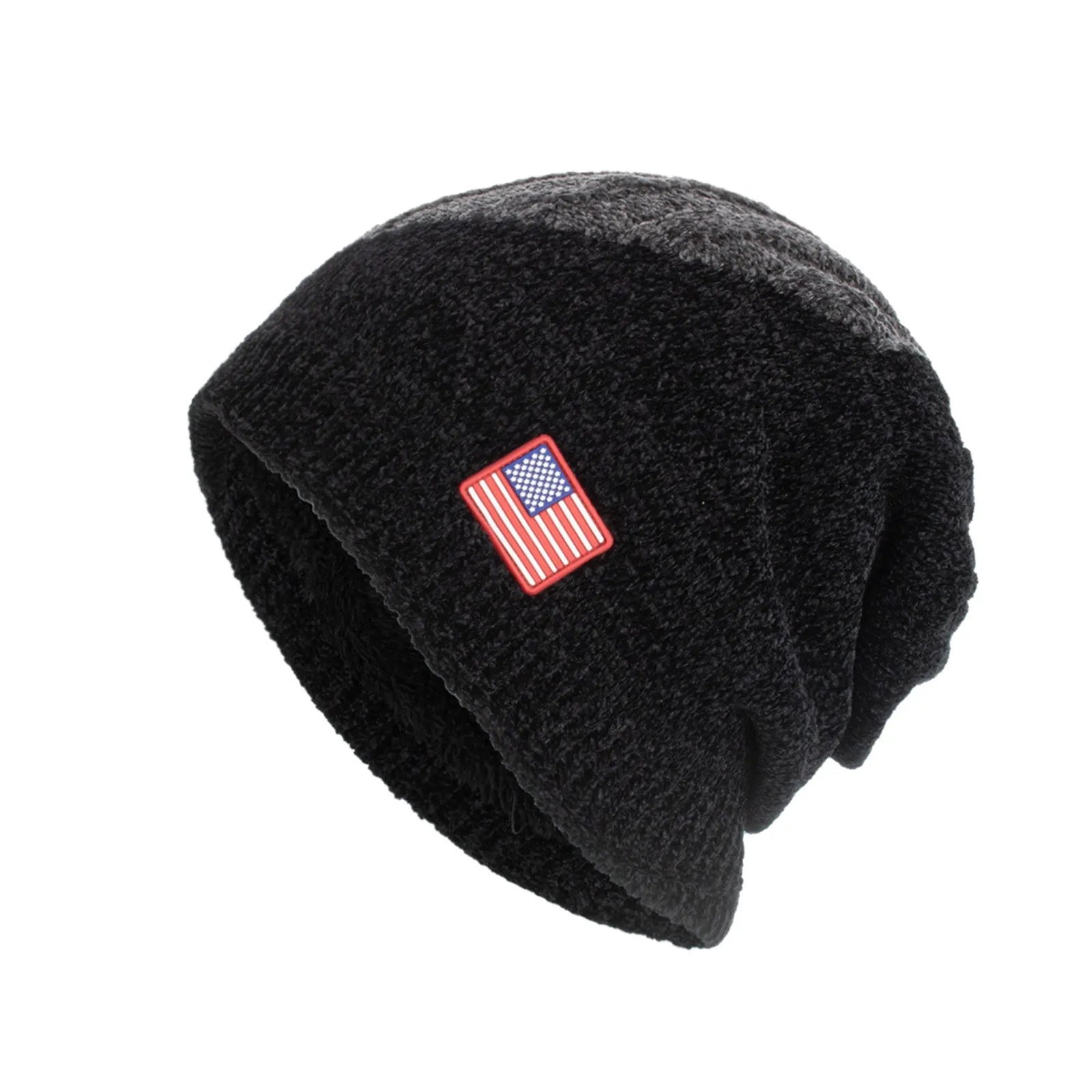 CHENILLE USA FLAG GRAPHIC  FLEECE KNITTED BEANIE HAT