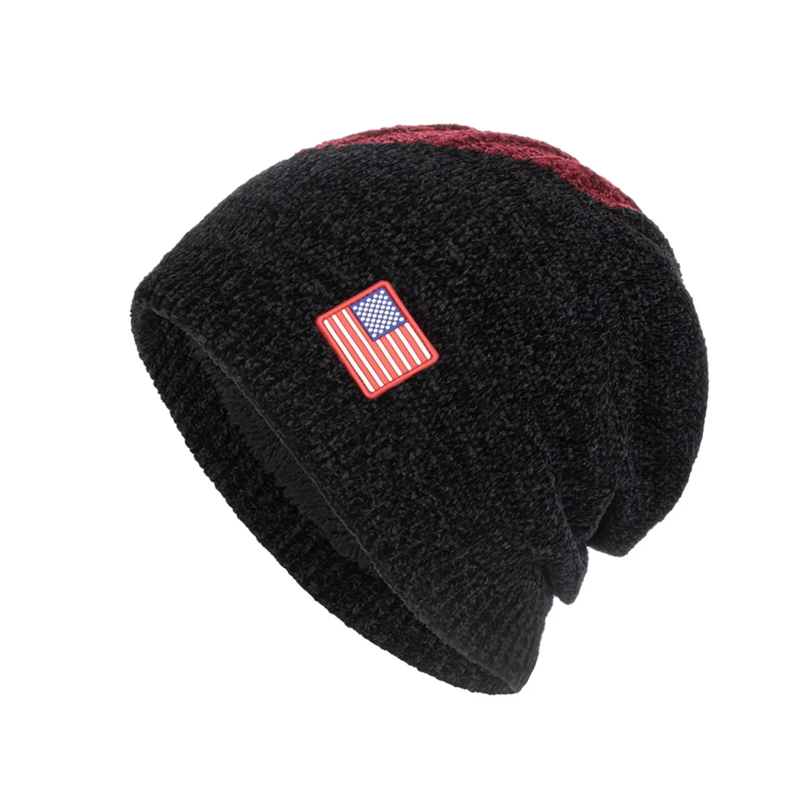 CHENILLE USA FLAG GRAPHIC  FLEECE KNITTED BEANIE HAT