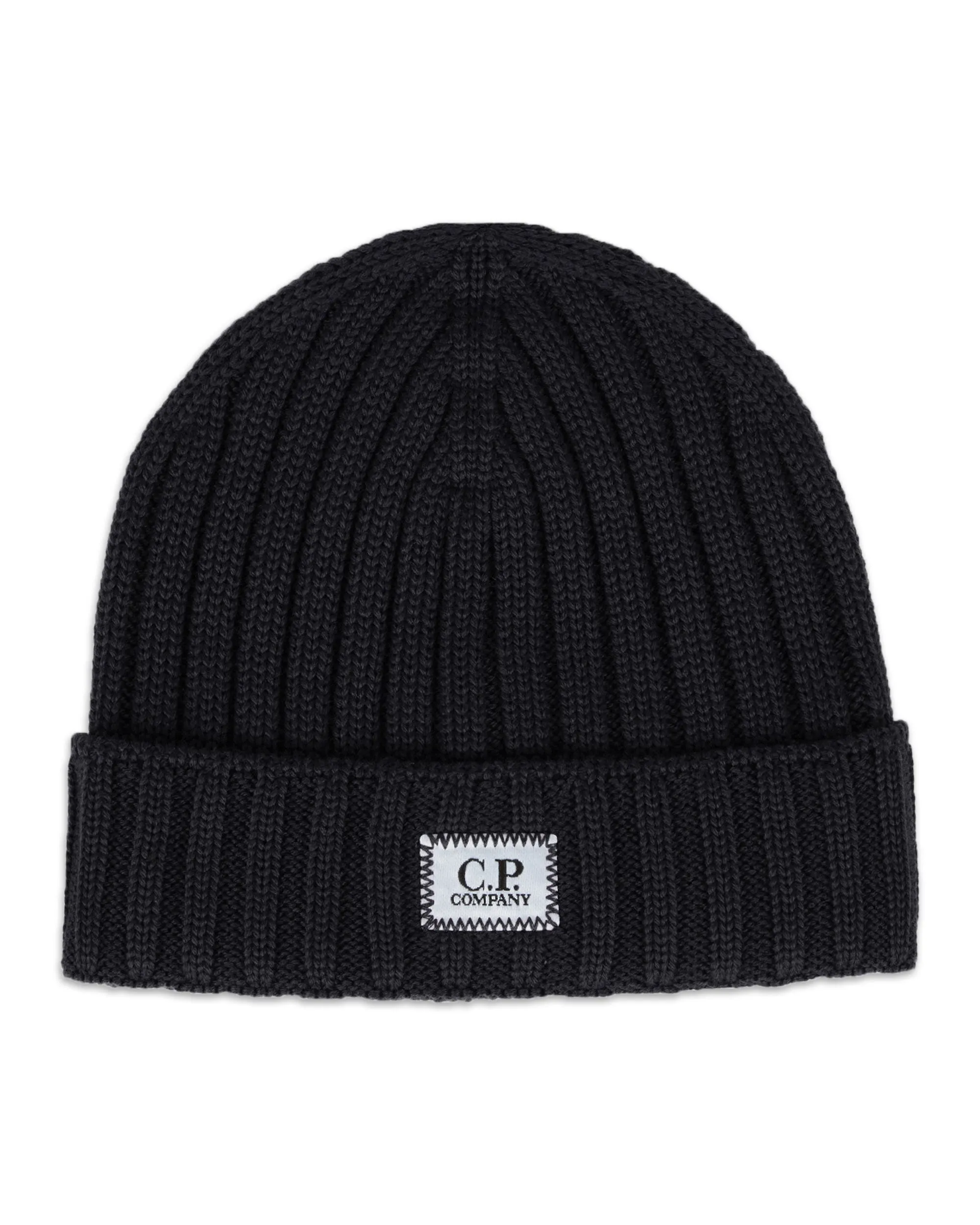 CP Company Extra Fine Merino wool Logo Beanie Blue