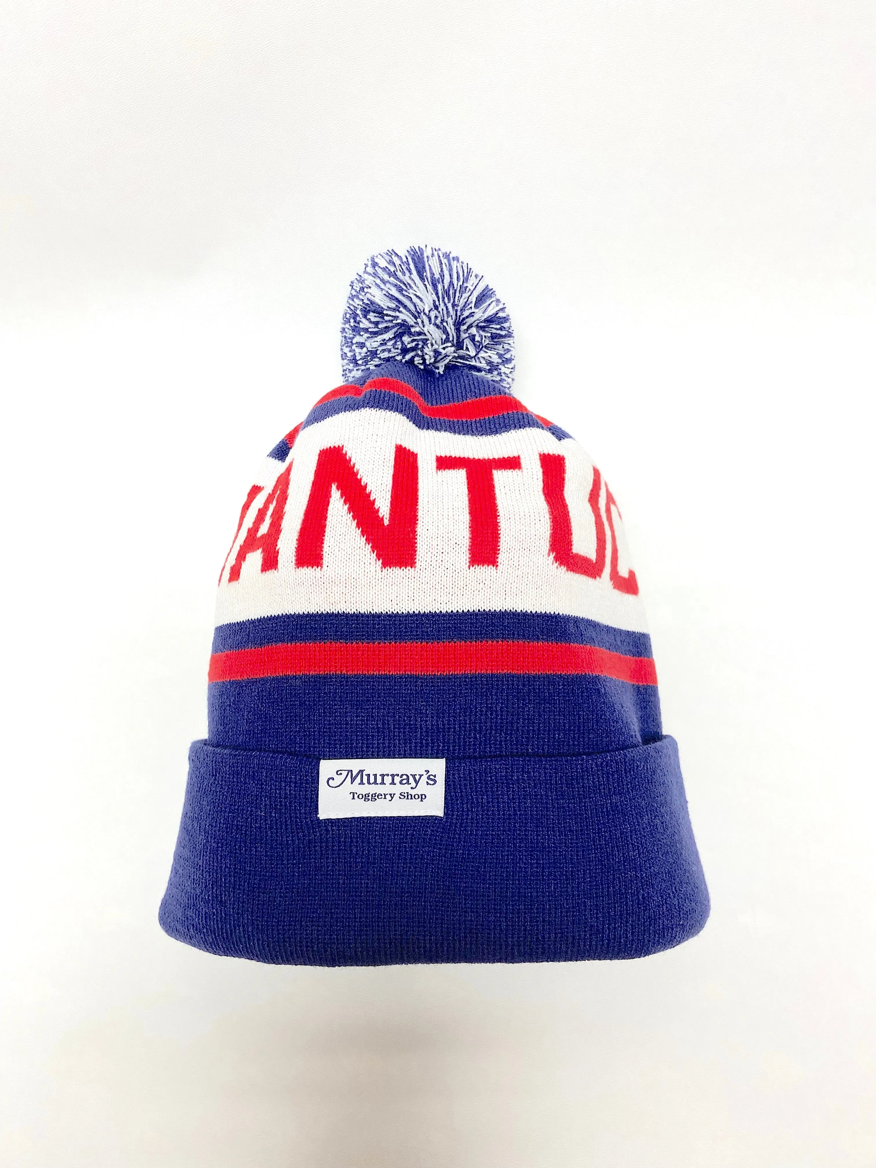 Custom knit cap-Nantucket-navy-red-white