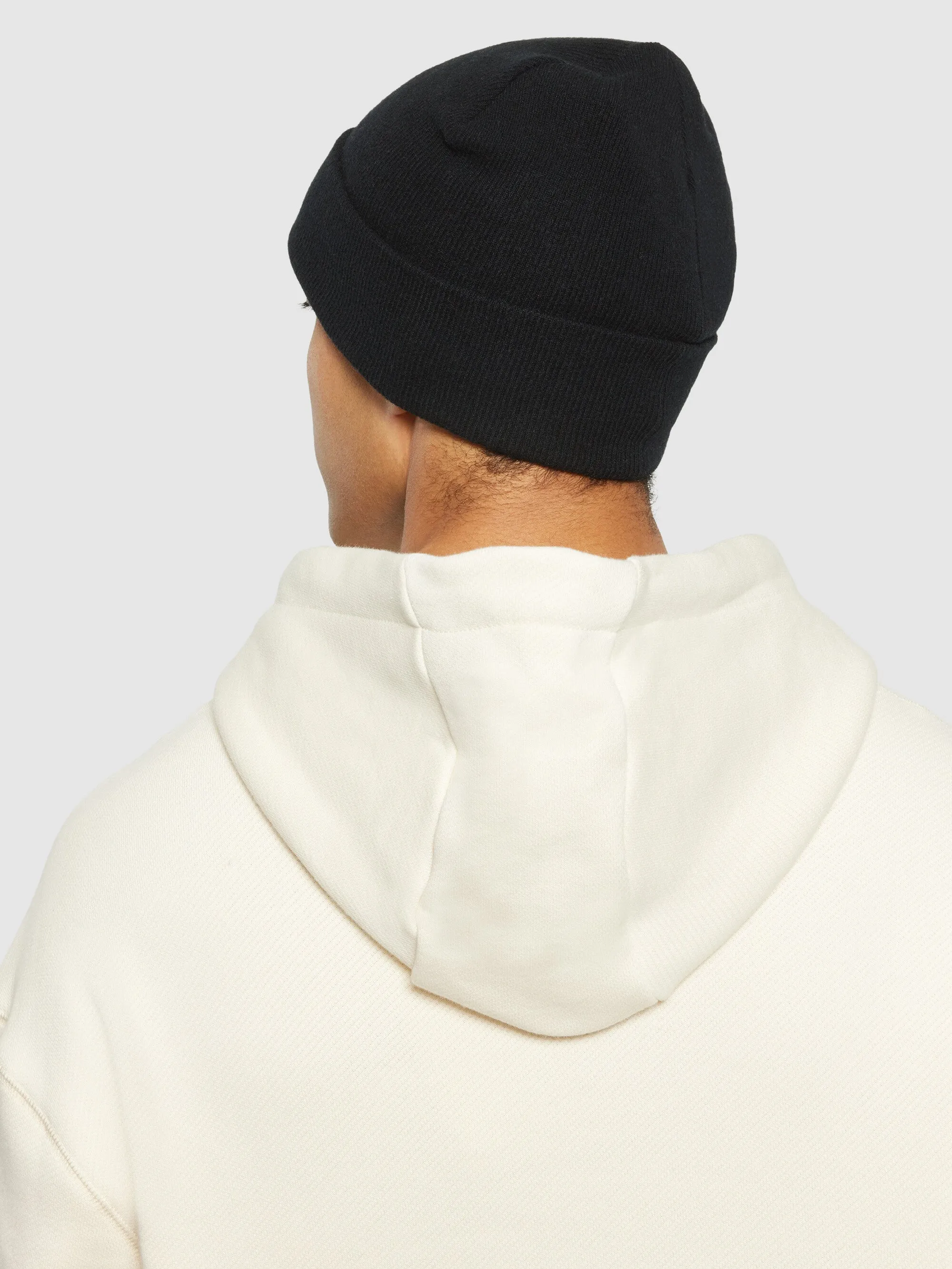 Double layer wool beanie - Black Jet