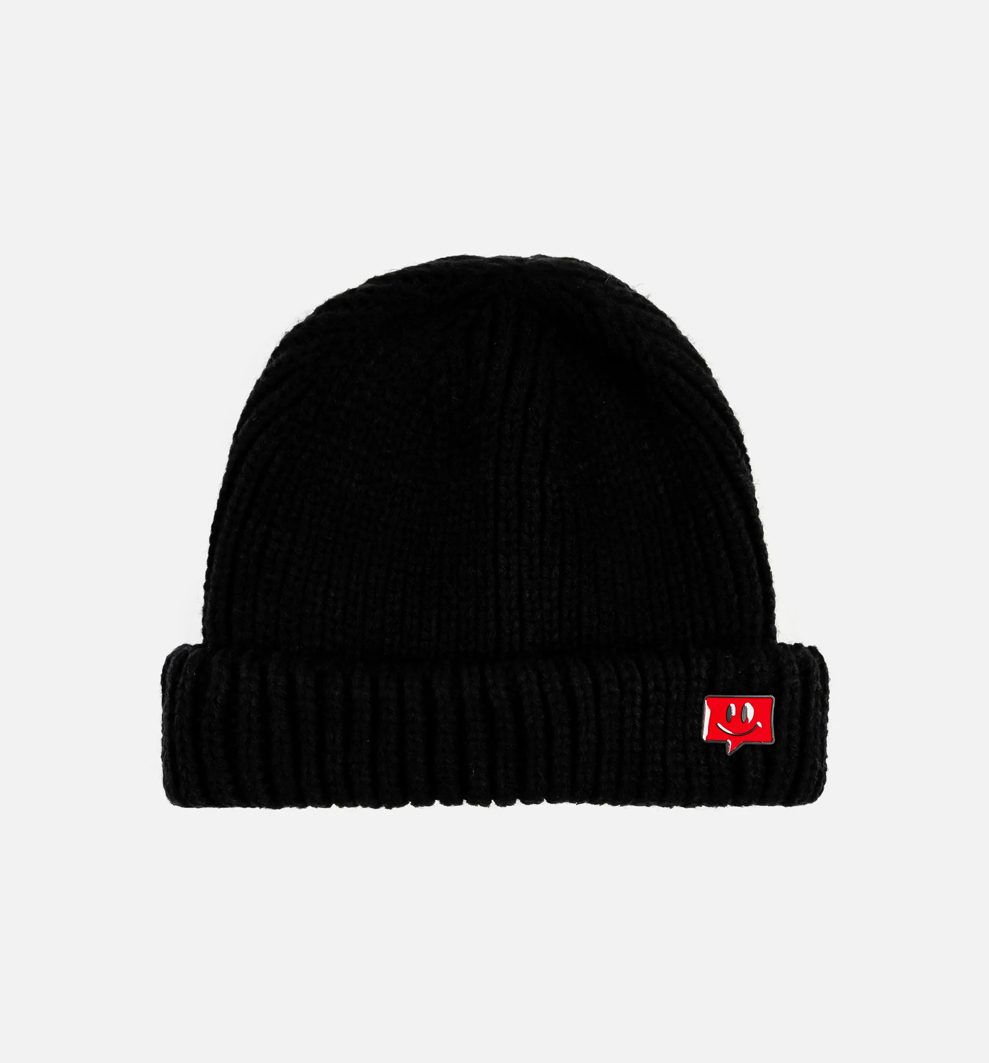 Enamel Pin Beanie Black Mens Hat - Black