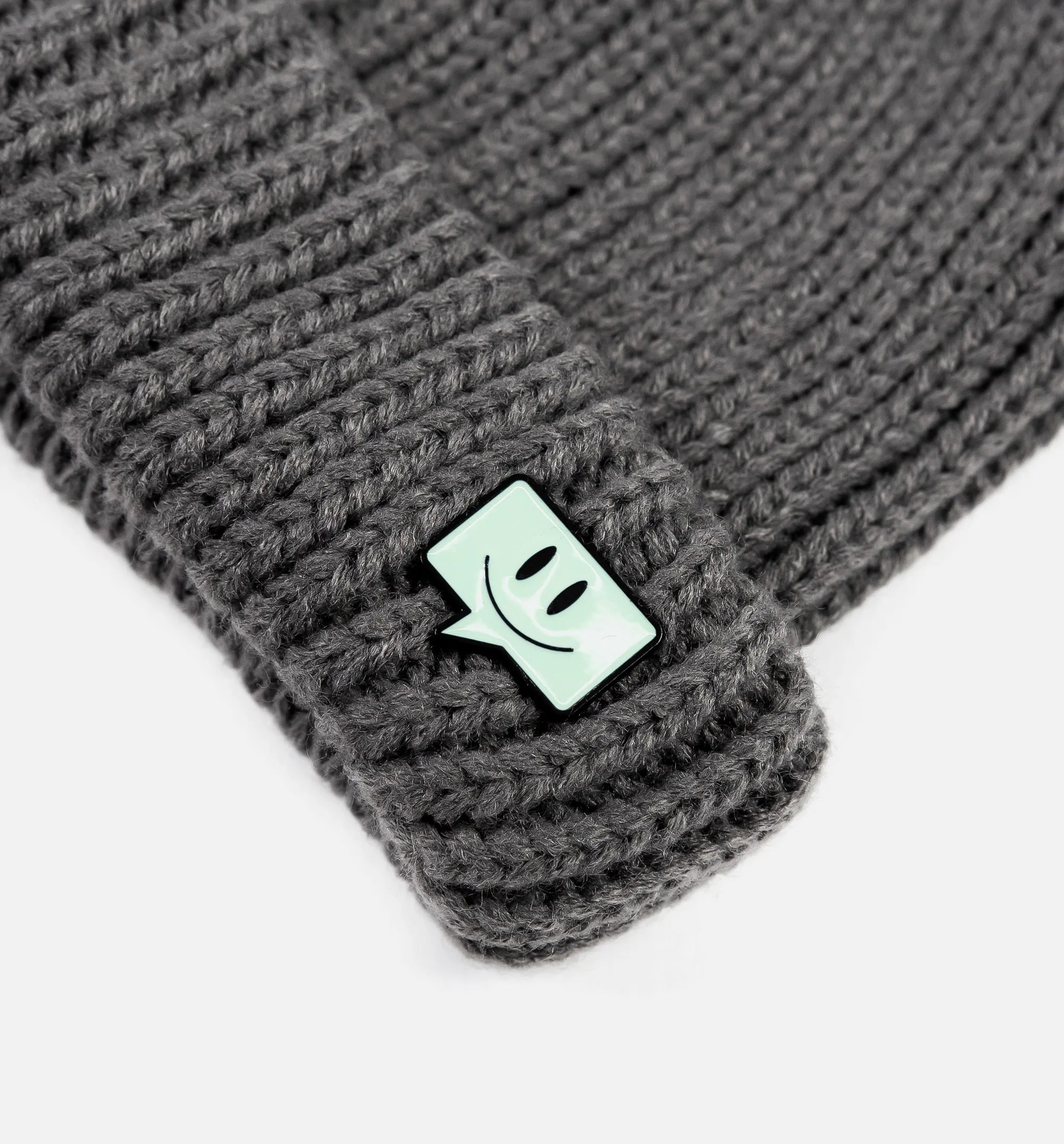 Enamel Pin Beanie Grey Mens Hat - Grey