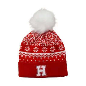 H Red Pom Pom Beanie