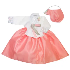 Hanbok Baby Girl 4-piece Set - Princess Natural/Peach embroidery