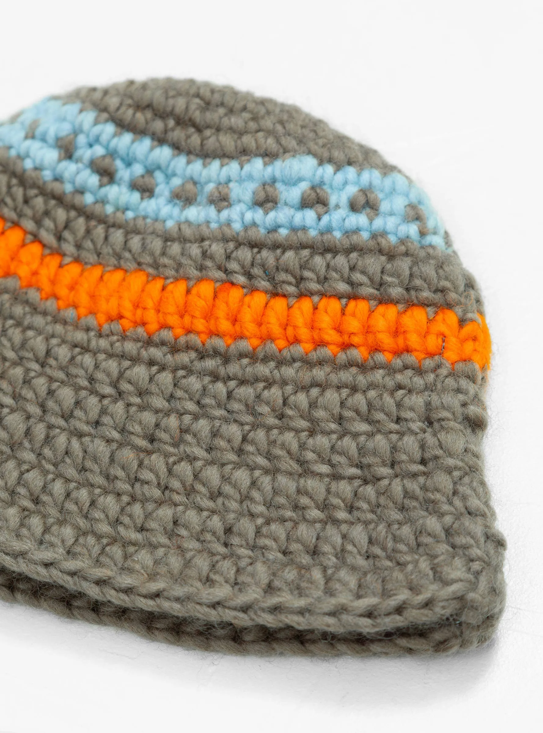 Hand Knit Roll Beanie Grey