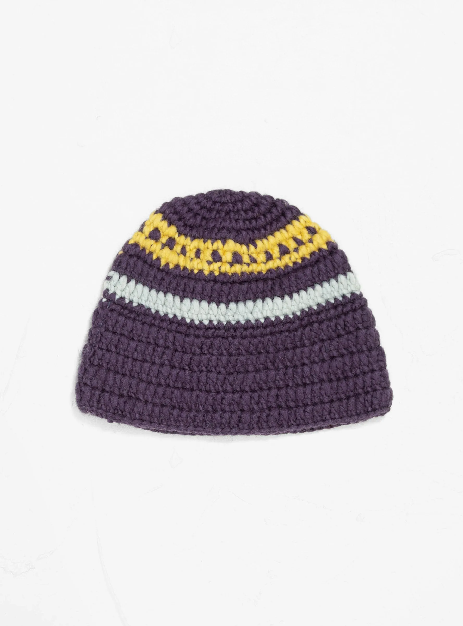 Hand Knit Roll Beanie Purple