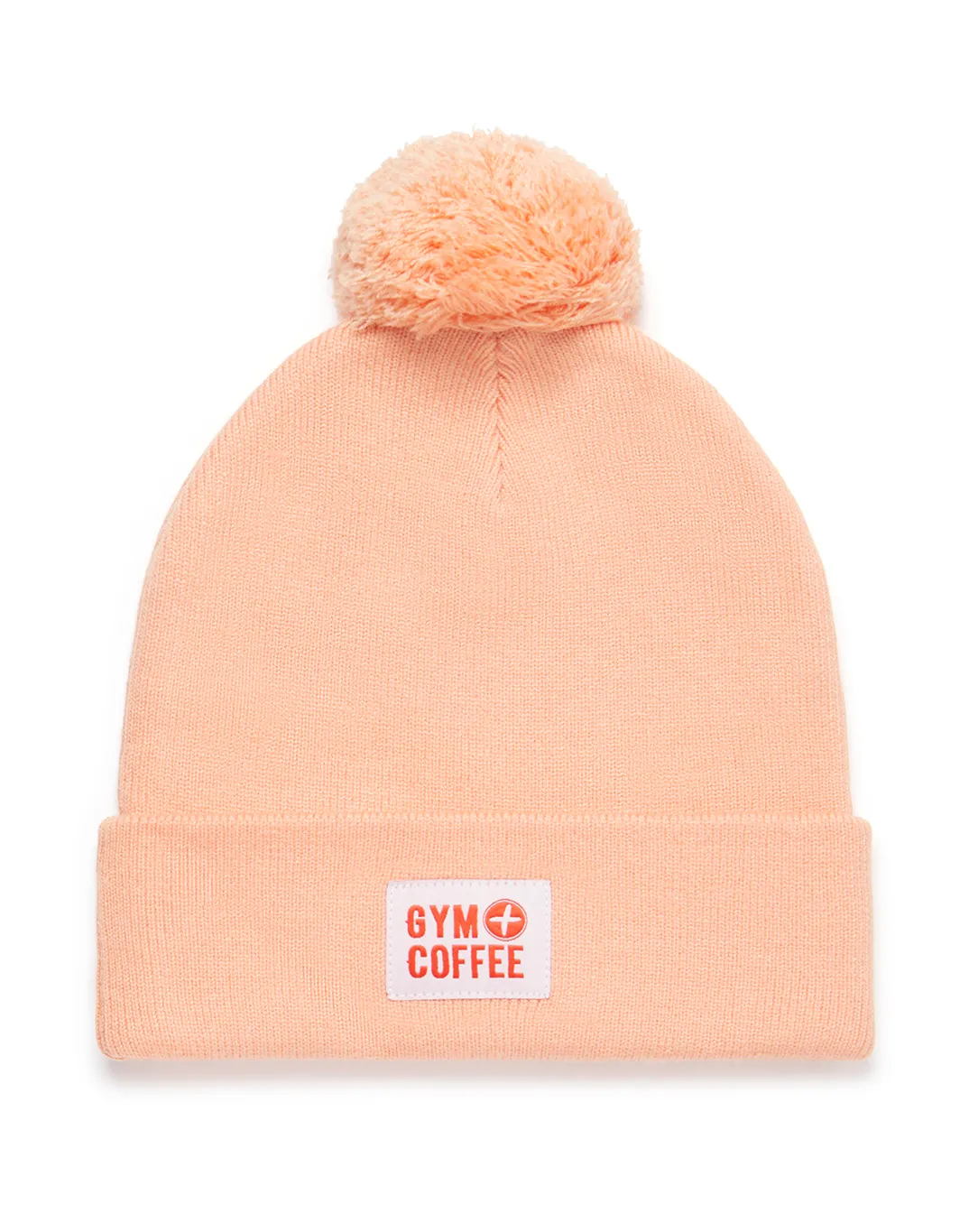 Knit Bobble Beanie in Sunrise Peach