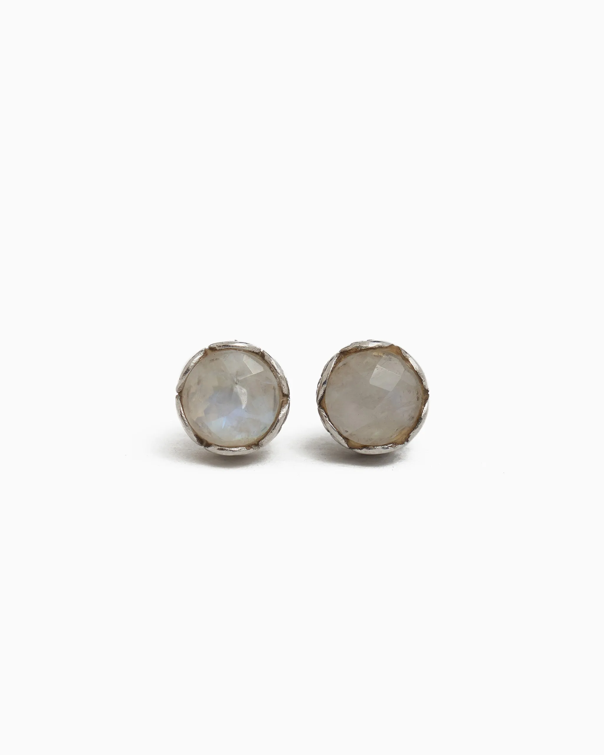 Large Princess Petroglyph Stone Studs - Moonstone