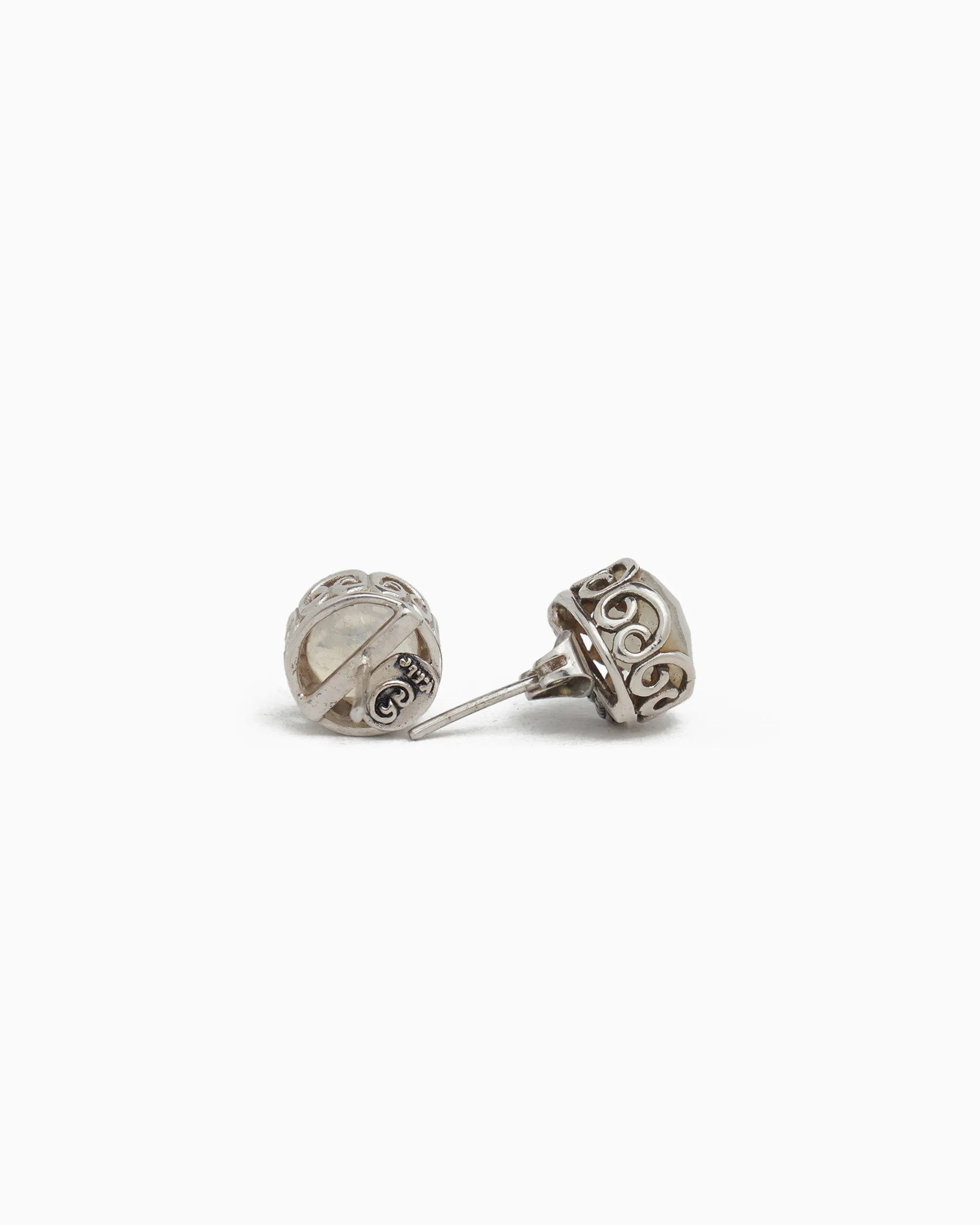 Large Princess Petroglyph Stone Studs - Moonstone