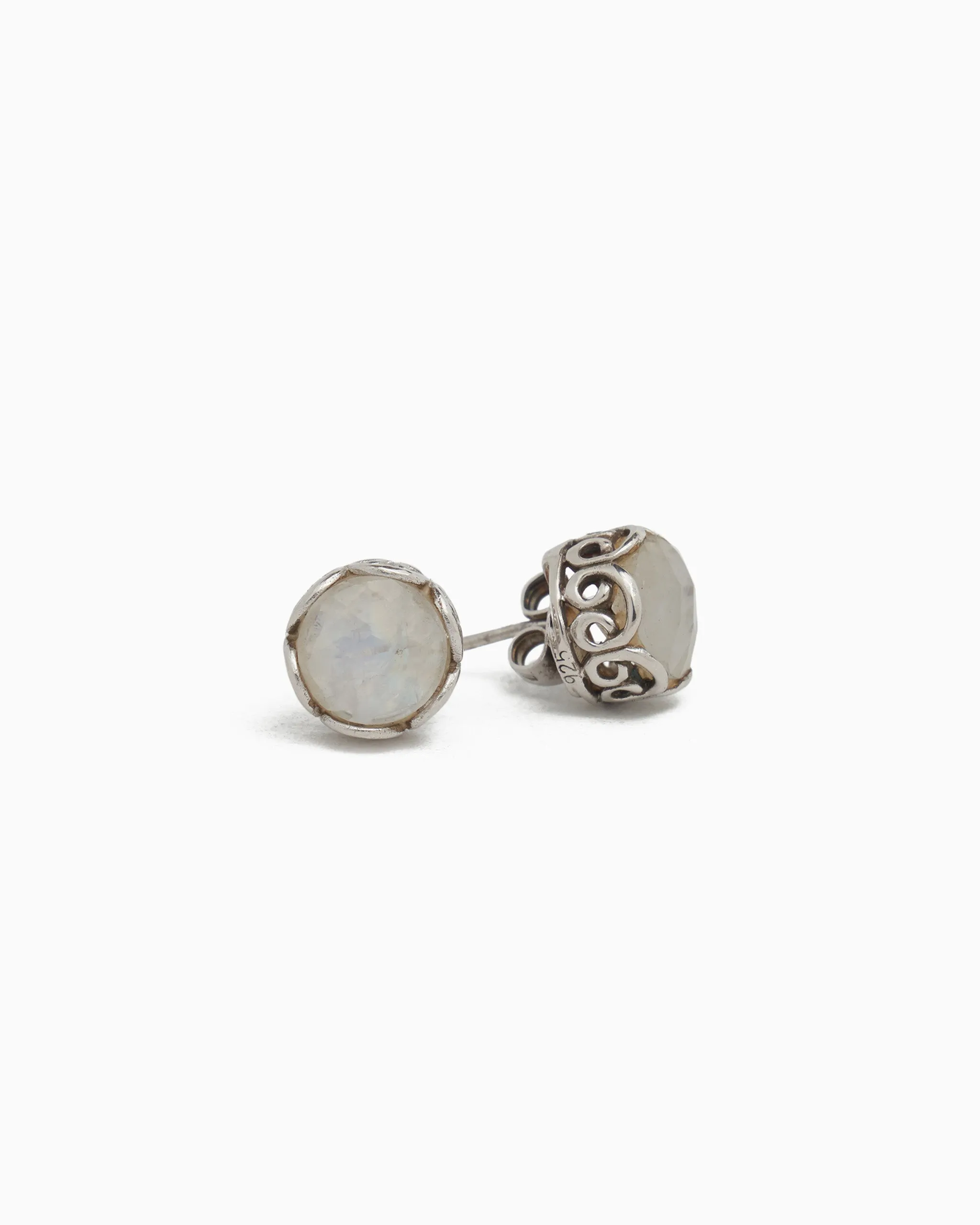 Large Princess Petroglyph Stone Studs - Moonstone