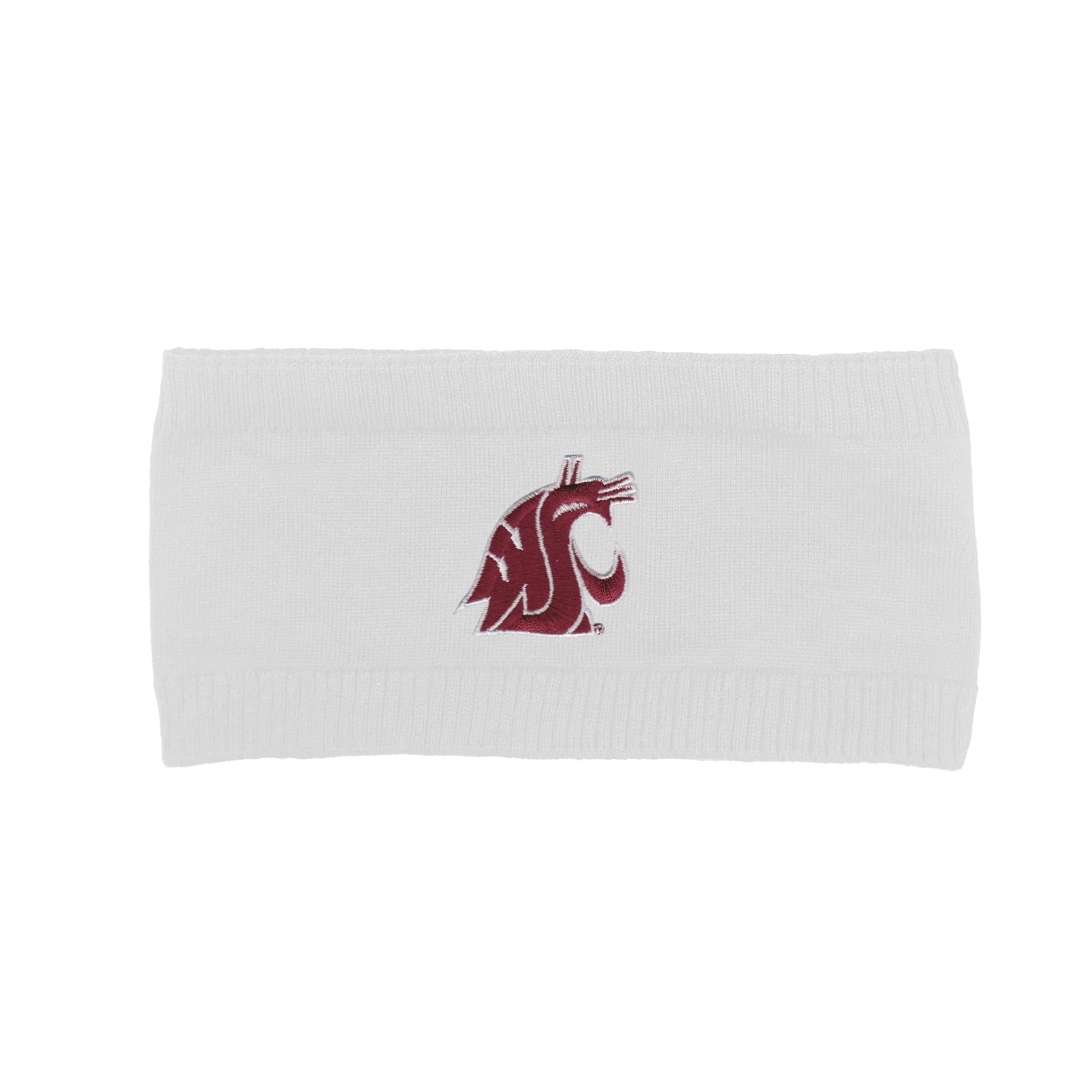 LogoFit WSU Cotton Embroidered White Headband