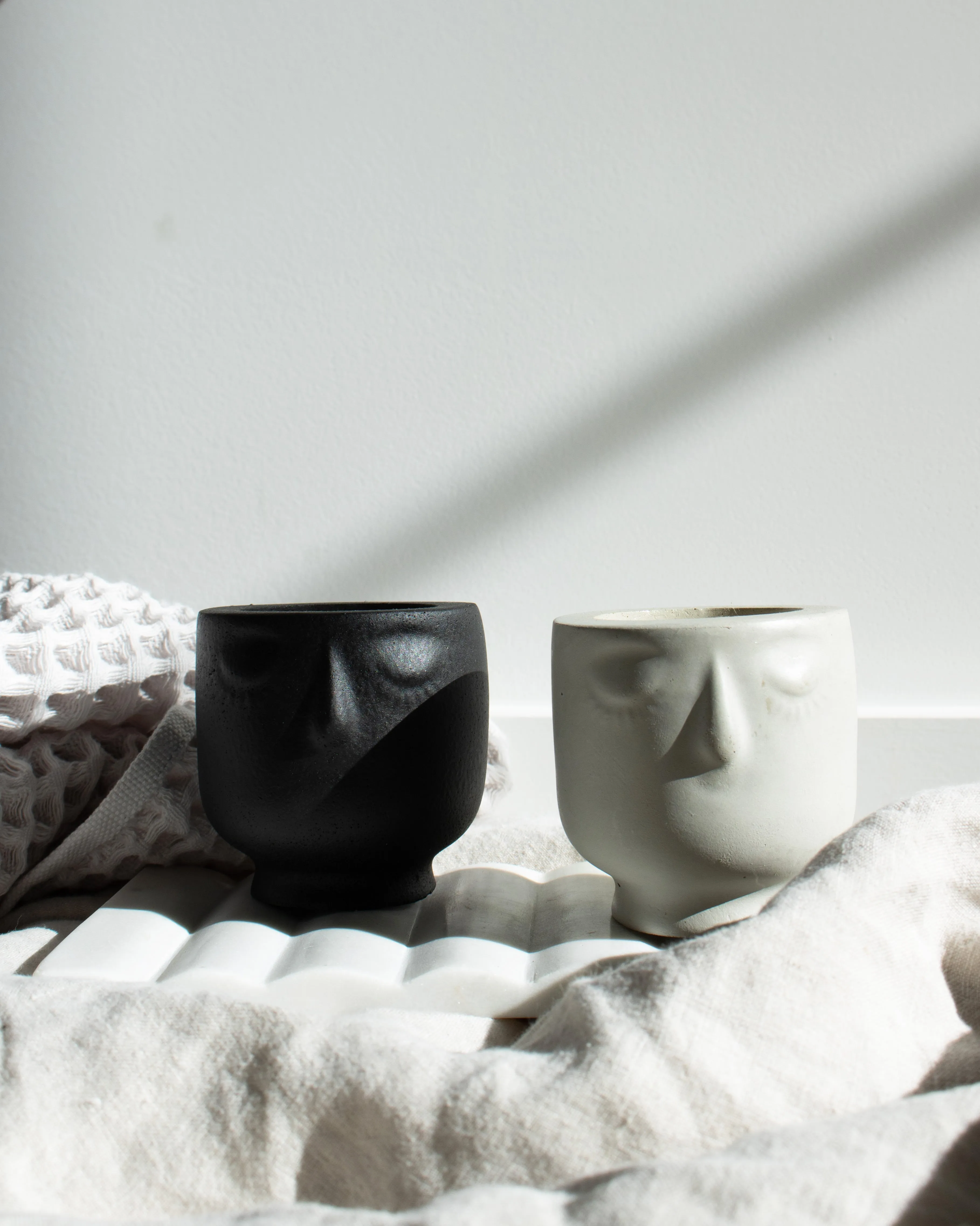 Love The Moon Coconut Soy Candle -  Modern Face Vessel