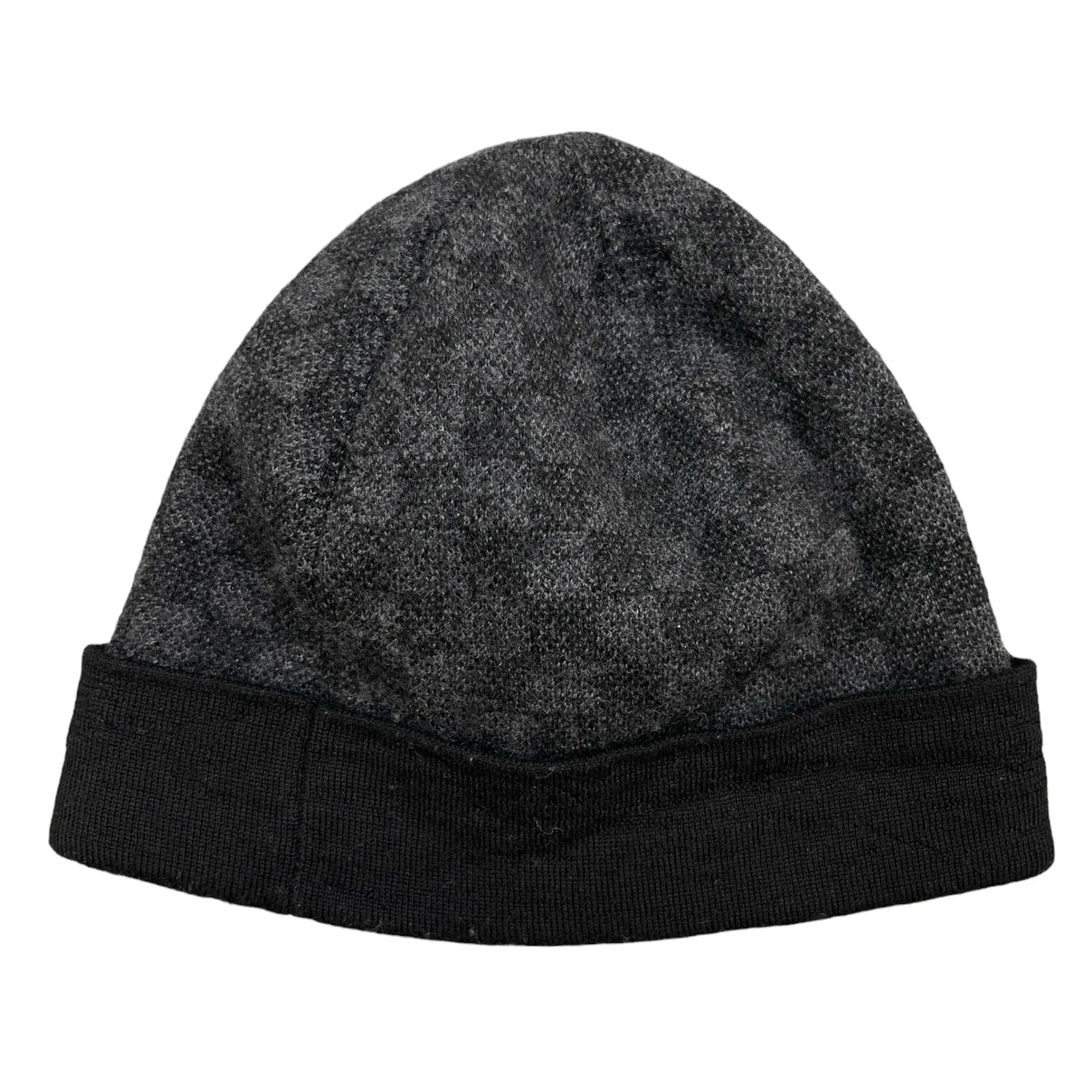 Mens Grey Petit Damier Knit Beanie Hat - Stylish Winter Accessory