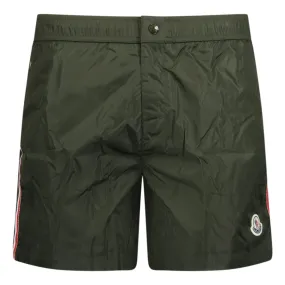 MONCLER LOGO SWIM SHORTS KHAKI