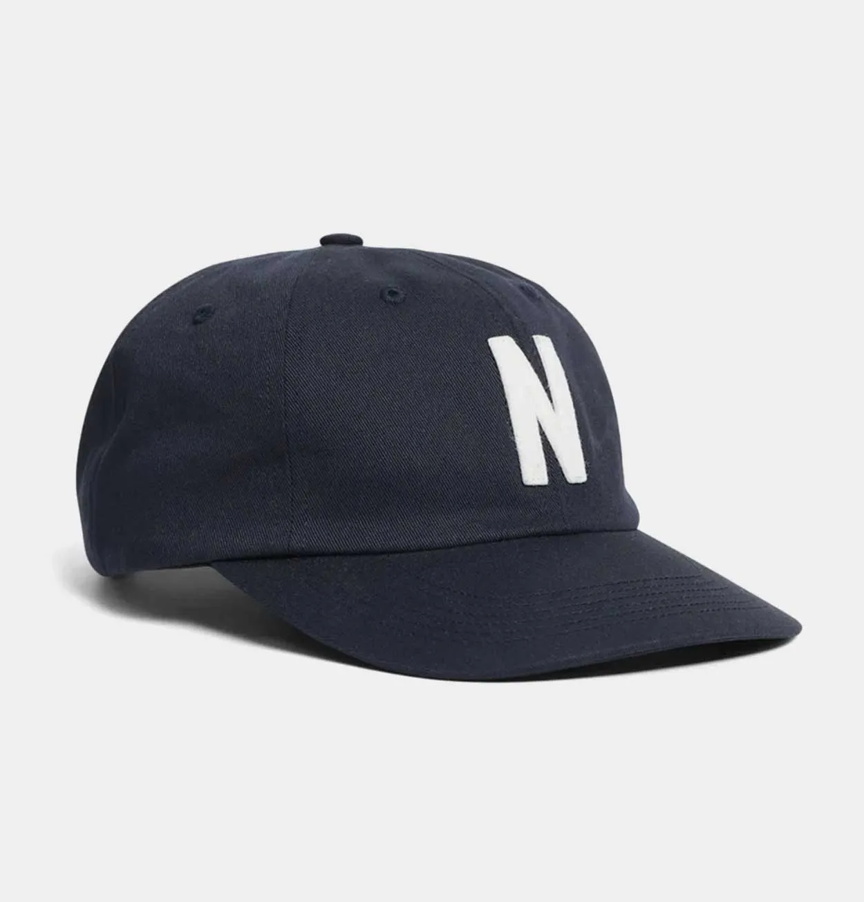 Norse Projects Felt N Twill Sports Cap in Dark Navy