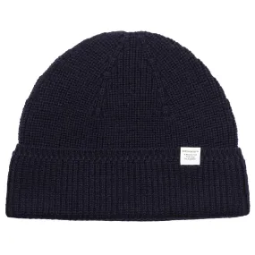 Norse Projects - Wool Cotton Rib Beanie - Dark Navy