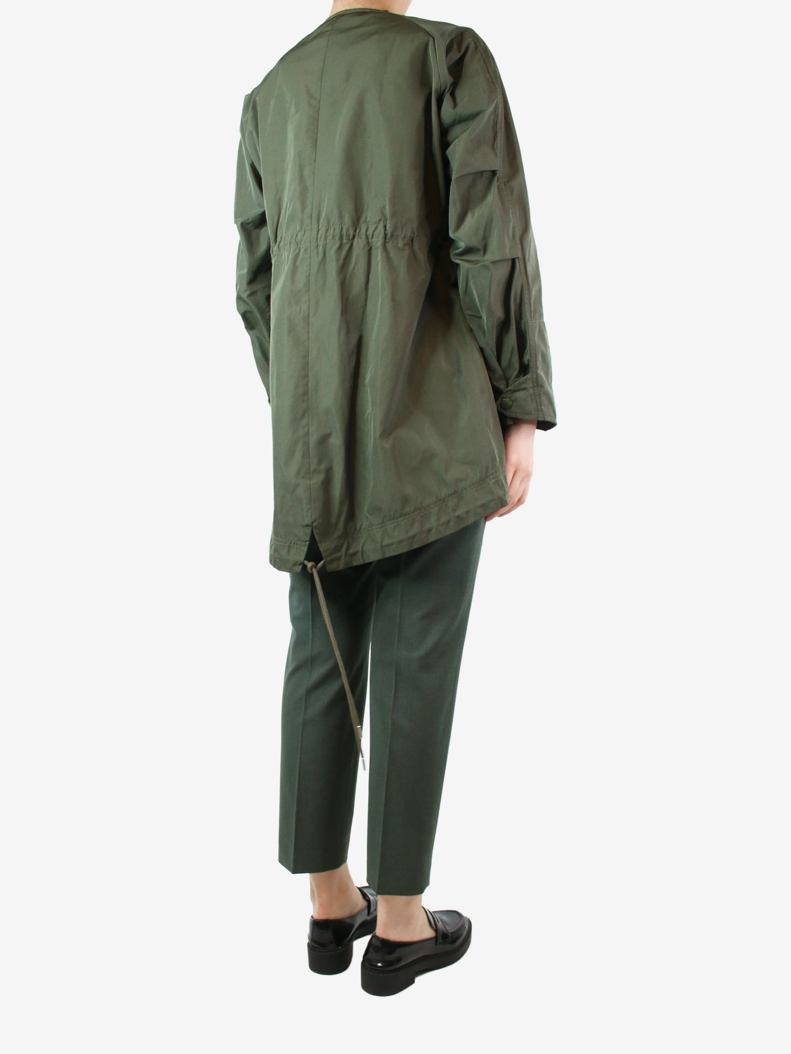 Olive green shell parka - size UK 8