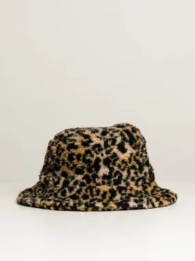 ONLY JANET TEDDY BUCKET HAT - LEOPARD - CLEARANCE