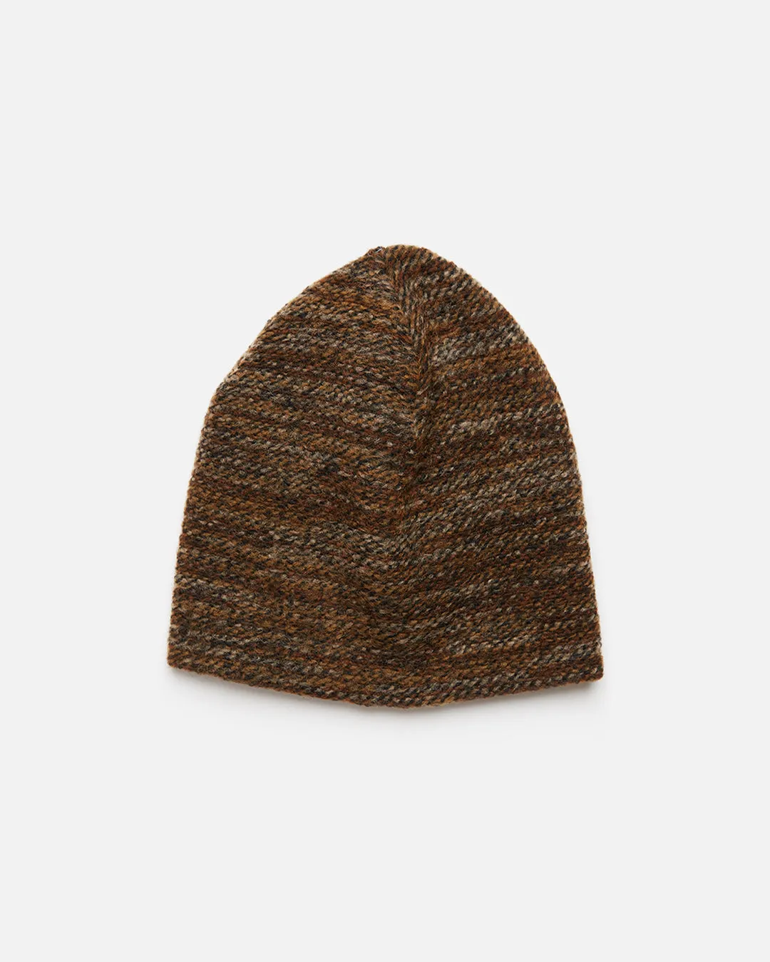 Poly Wool Melange Knit Beanie - Brown