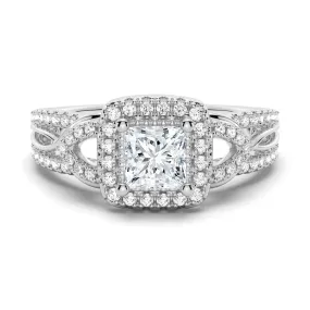 Princess Cut Moissanite Vintage Engagement Ring With Infinite Band