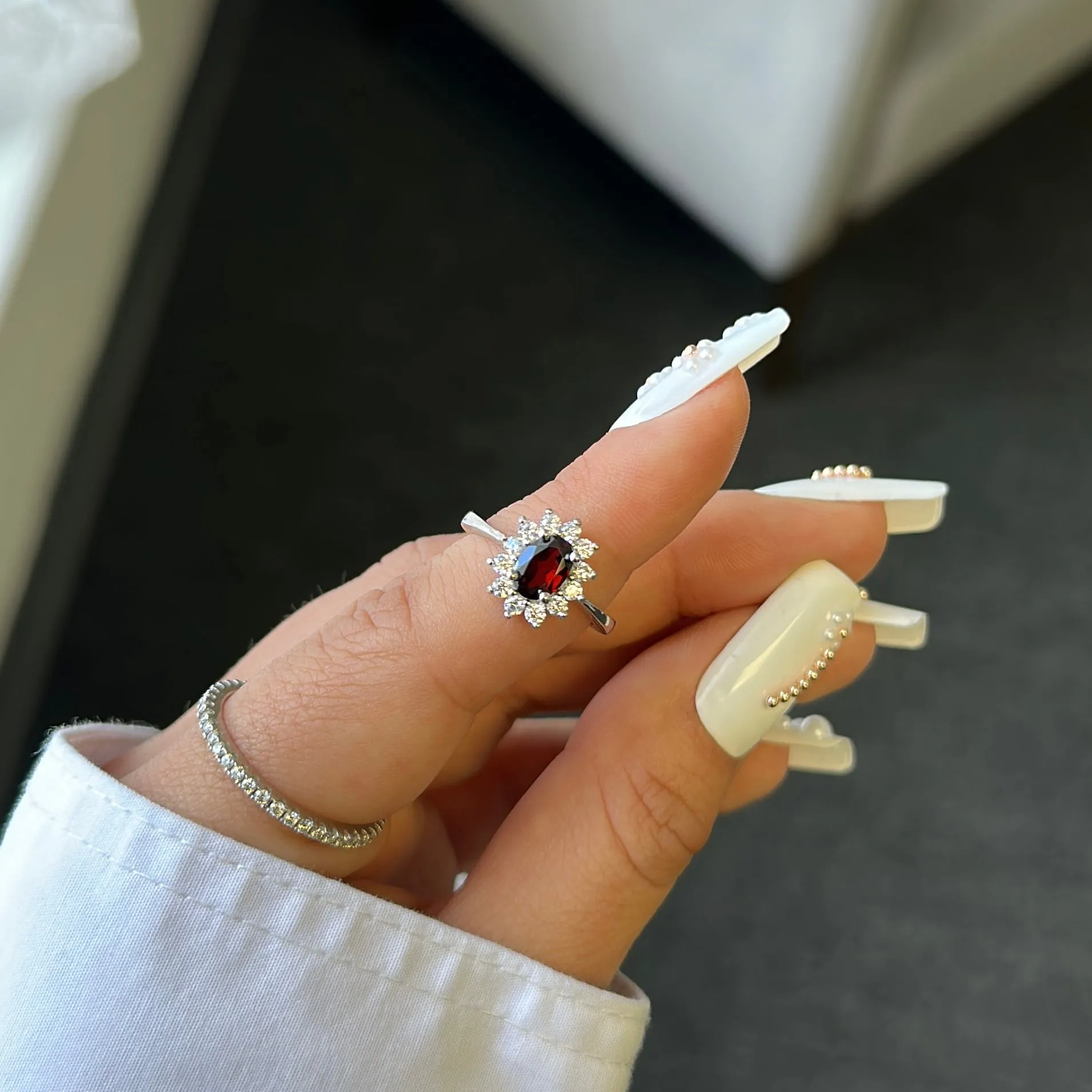 PRINCESS DIANA RED GARNET RING