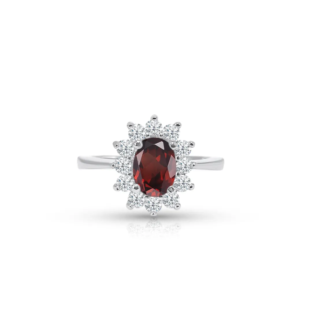 PRINCESS DIANA RED GARNET RING