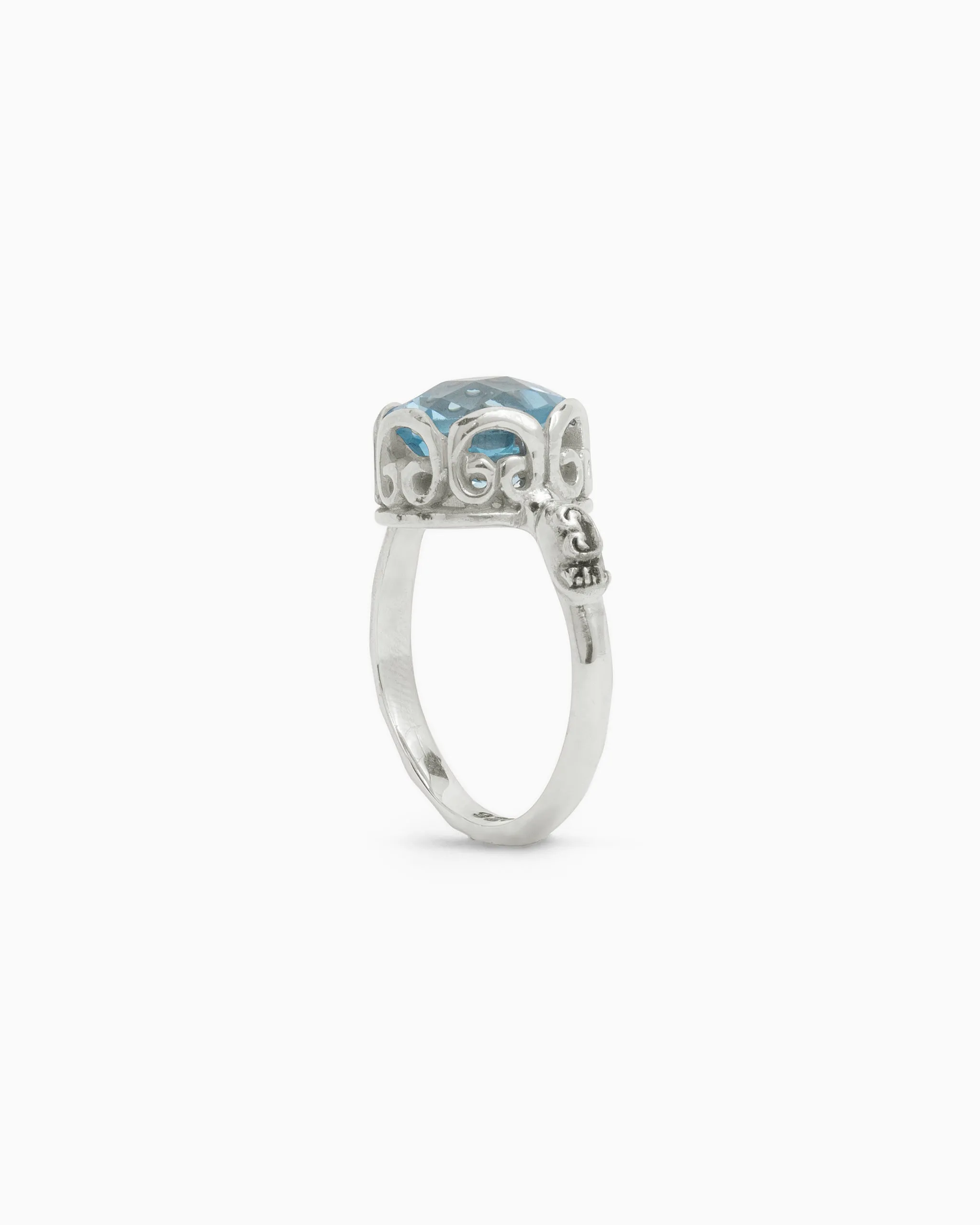 Princess Petroglyph Stone Ring - Blue Topaz