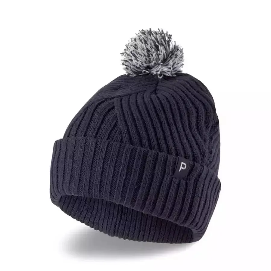 Puma Ladies Removable Pom P Beanie Navy/Bright White