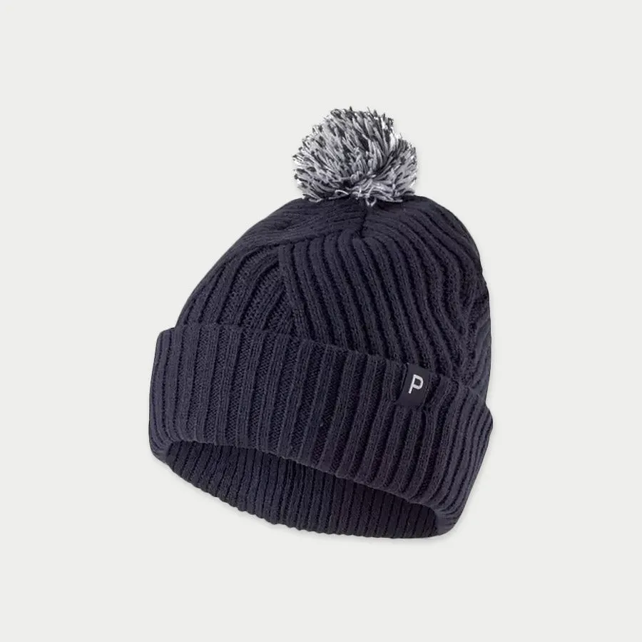 Puma Ladies Removable Pom P Beanie Navy/Bright White