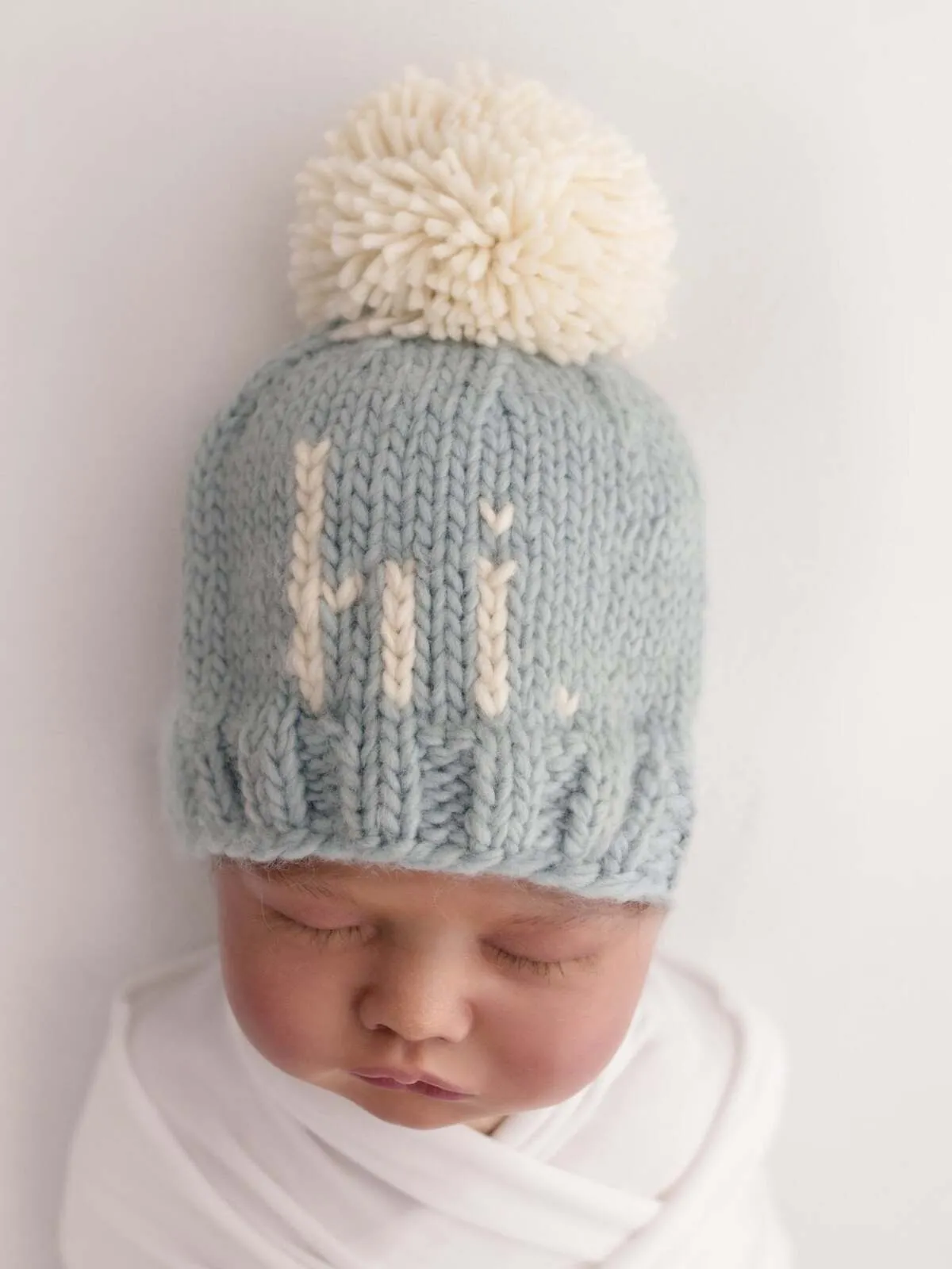 "Hi." Knit Beanie, Surf Blue