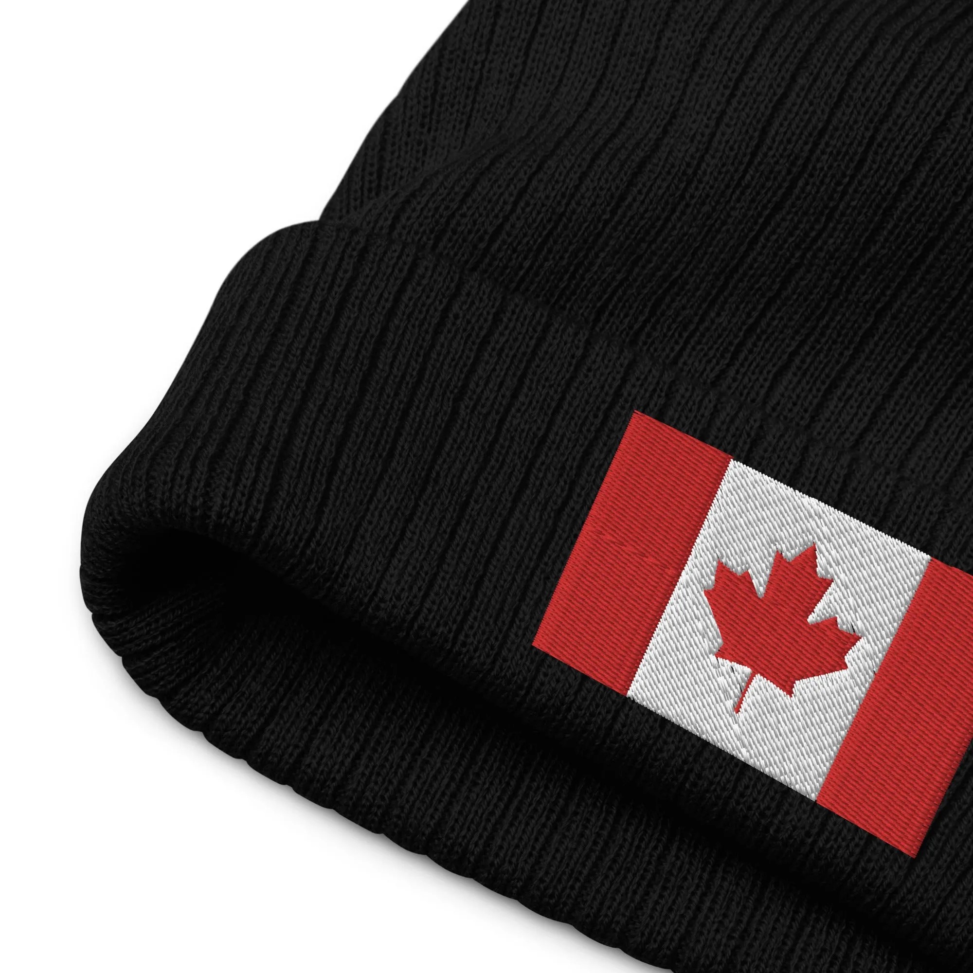 Recycled Polyester Canada Beanie / Embroidered Premium Quality Canada Flag Beanie / 8 Colors