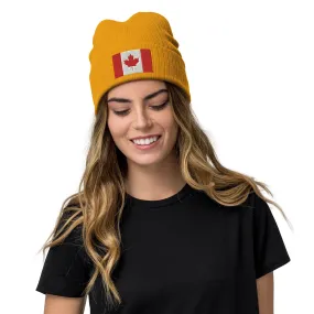 Recycled Polyester Canada Beanie / Embroidered Premium Quality Canada Flag Beanie / 8 Colors