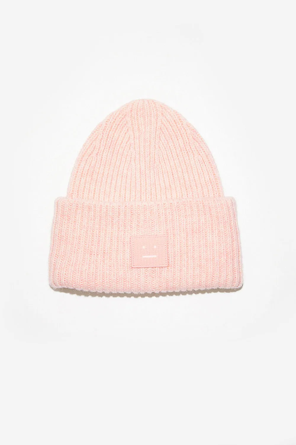 Ribbed Knit Beanie Pink Melange