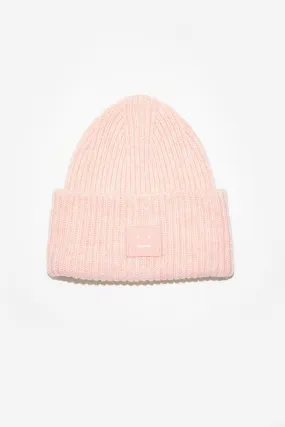 Ribbed Knit Beanie Pink Melange