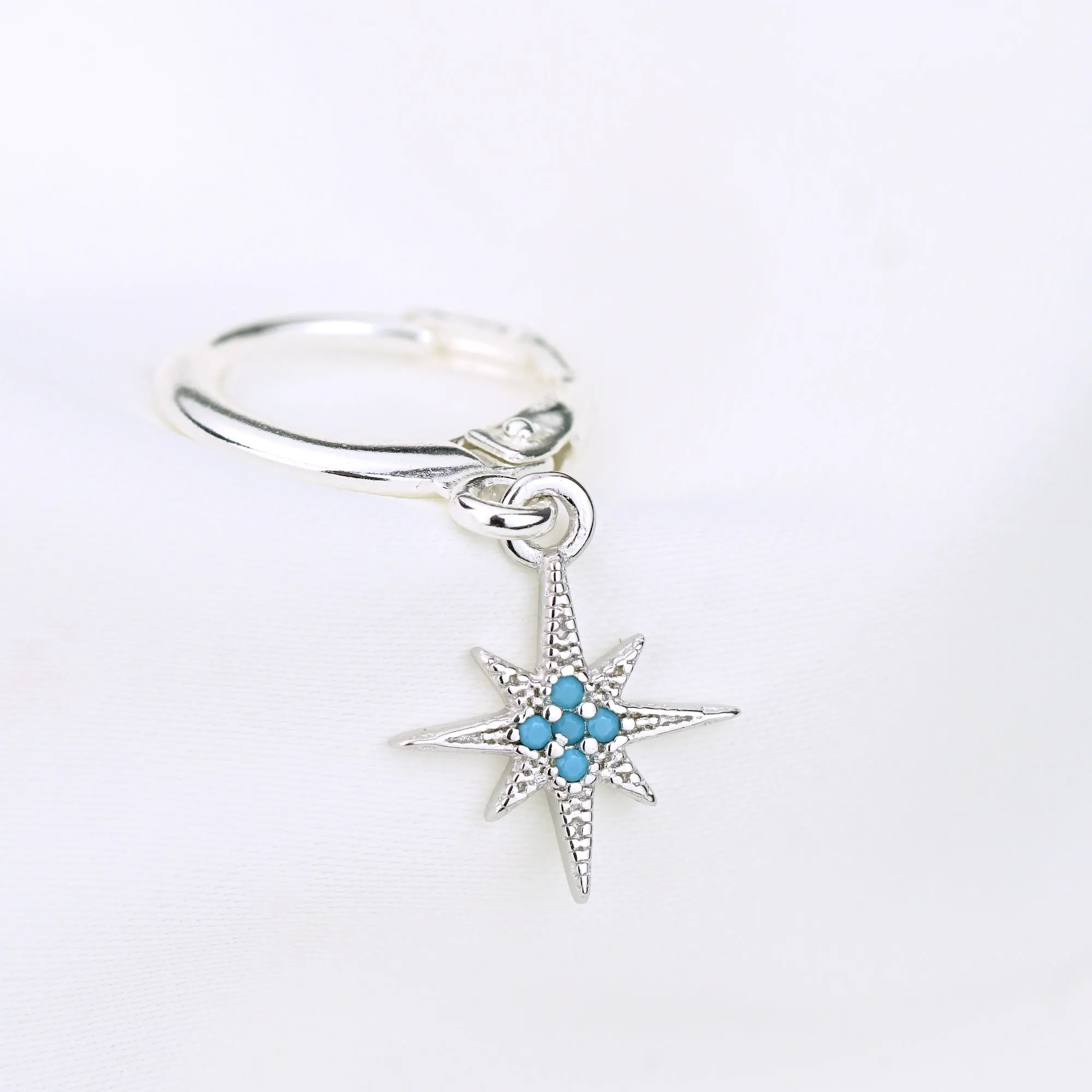 Silver Turquoise North Star Earring