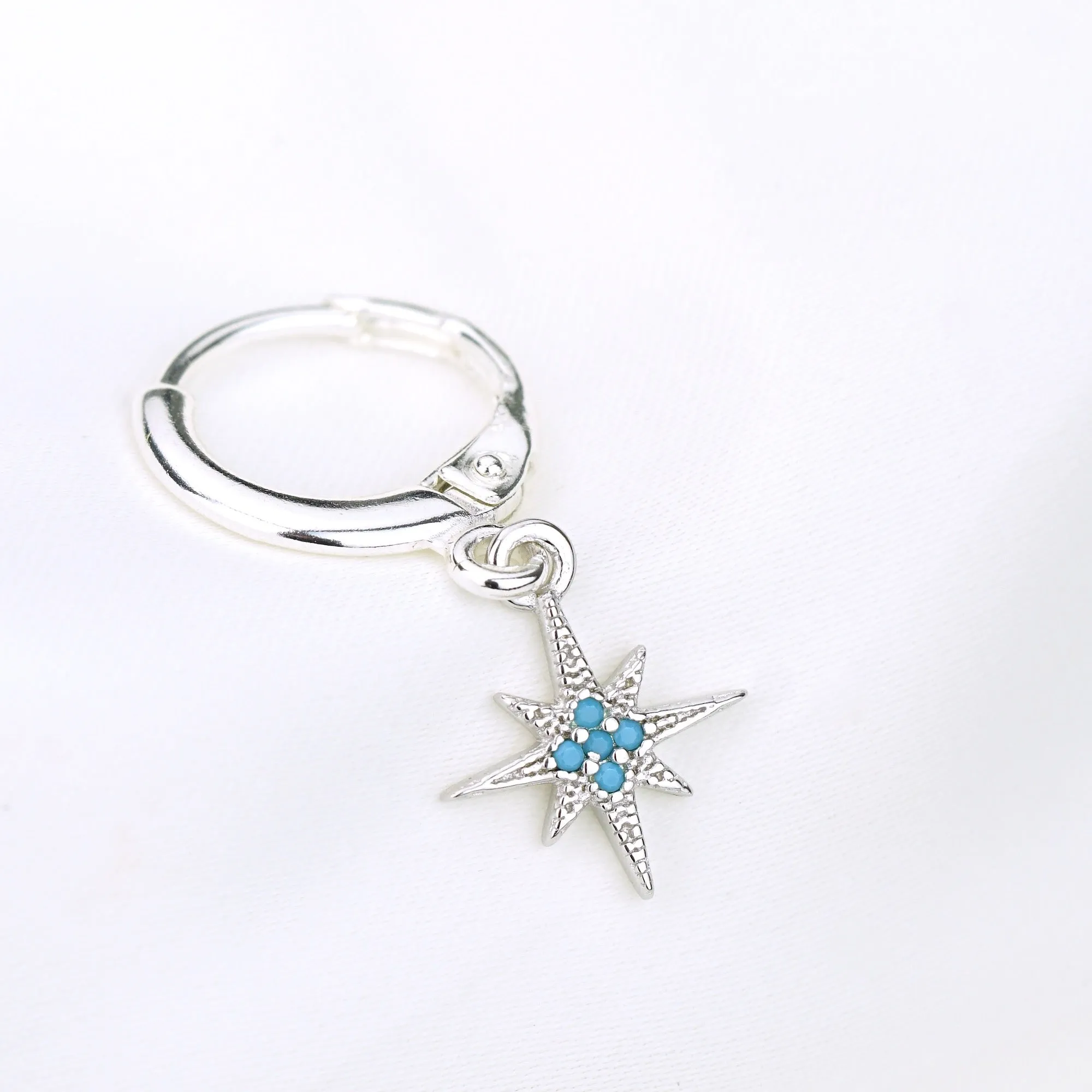 Silver Turquoise North Star Earring