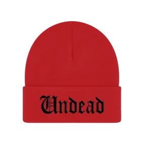 Undead Script Cuff Beanie (Red)